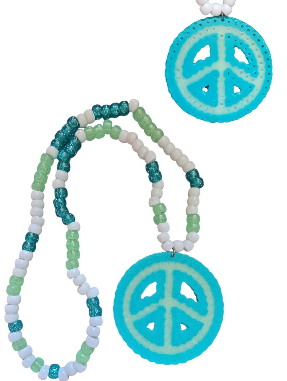 Handmade Pony Bead Necklace Perler Peace Pendant